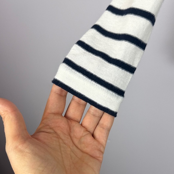 J. Crew 100% Cotton Nautical Black and White Striped XS Top - Picture 5 of 9